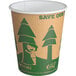 An EcoChoice Kraft paper hot cup with a tree print.