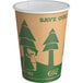 An EcoChoice Kraft paper hot cup with a tree print.