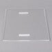 A clear rectangular object with two white strips.