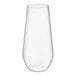 A clear plastic stemless flute with a 10 oz. capacity.