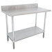 A 16 gauge stainless steel work table with a galvanized undershelf.