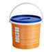 A white bucket with a blue lid and a handle with two GOJO Fast Towels Hand Cleaning Wipes buckets inside.