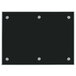 A black rectangular glass markerboard with silver metal rivets.