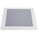 A white rectangular sign frame with mitered corners.