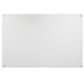 A white rectangular Aarco glass markerboard with metal hardware.