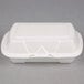 A white Genpak foam hinged lid container.