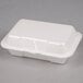 A white Genpak foam hinged lid container.