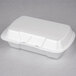 A white Genpak foam hinged lid container.