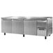 A stainless steel Continental undercounter refrigerator with three drawers.