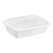 A white plastic Choice rectangular food container with a lid.