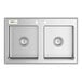 A Regency stainless steel double bowl drop-in sink with two sinks.