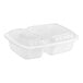 A white plastic rectangular container with two compartments and a lid.