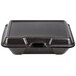Genpak 20500-BLK 9 3/16 inch x 6 1/2 inch x 2 7/8 inch Black Large Deep All Purpose Foam Hinged Lid Container - 200/Case