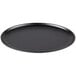 A black oval cast iron skillet on a white background.