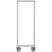 A white rectangular Cambro Camshelving Premium mobile post kit with wheels.