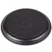 A black round Lodge cast iron fajita skillet with a circular handle.