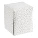 A cube-shaped box of Choice brand facial tissues with a white and beige dotted design.