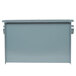 A grey rectangular metal box with a black handle.