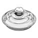 A clear glass lid with a small round knob.