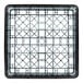 A gray plastic crate with 9 compartments and a grid pattern.