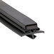 A close-up of a black rubber strip with two holes.