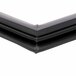 A close-up of a corner of a black magnetic refrigerator door gasket.