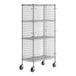 A Regency chrome wire security cage kit on wheels with four shelves.