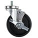 A black and silver Turbo Air swivel stem caster with a metal wheel.