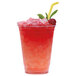 A cup of red liquid with Manitowoc nugget ice and mint in it.