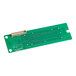 A green circuit board with a computer chip and red and white dots.