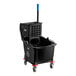 A black Lavex mop bucket with a black handle.