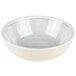 A white bowl with a brown rim.