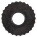 A black circular gear with a hole in the middle.