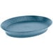 A blue oval deli server with a short base.