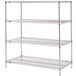 A chrome Metro wire shelving unit with three shelves.