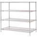 A chrome Metro wire shelving unit with three shelves.