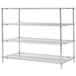 A Metro chrome wire shelving unit with three shelves.