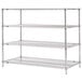 A chrome Metro wire shelving unit with three shelves.