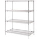 A chrome Metro wire shelving unit with three shelves.