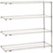 A chrome Metro Super Erecta wire shelving unit with four shelves.