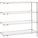 A chrome Metro Super Erecta stationary add-on shelving unit with three shelves.