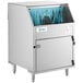 A Noble Warewashing electric carousel glass washer with a blue cover.