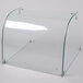 A clear glass box with a curved top and metal bolts.