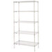 A chrome Metro wire shelving unit with four shelves.