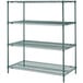 A Metro N336K3 Super Erecta Metroseal 3 wire shelving unit with three shelves.