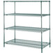 A Metro Metroseal 3 wire shelving unit with four shelves.