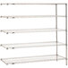 A chrome Metro Super Erecta wire shelving unit with four shelves.