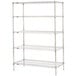 A chrome Metro wire shelving unit with four shelves.