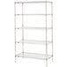 A chrome Metro wire shelving unit with four shelves.