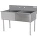 An Advance Tabco stainless steel sink with two compartments.